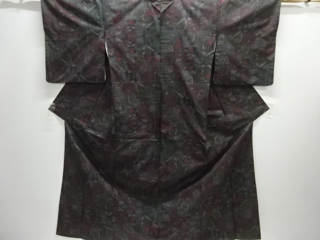 JAPANESE KIMONO / DORO OSHIMA TSUMUGI / WOVEN FLOWER / 5MARUKI